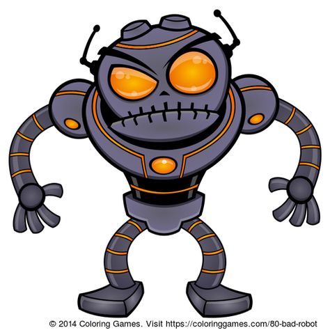 Robot Coloring, Character Coloring Pages, Coloring Games For Kids, Bad Robot, Coloring Games, Robot Cartoon, Game For Kids, All Shapes, Games For Kids