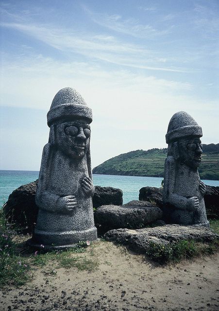 Jeju Statues by mezza_W, via Flickr Jeju Island, Neo Traditional, Shinee, South Korea, Seoul, Garden Sculpture, Singapore, Statue, Pool