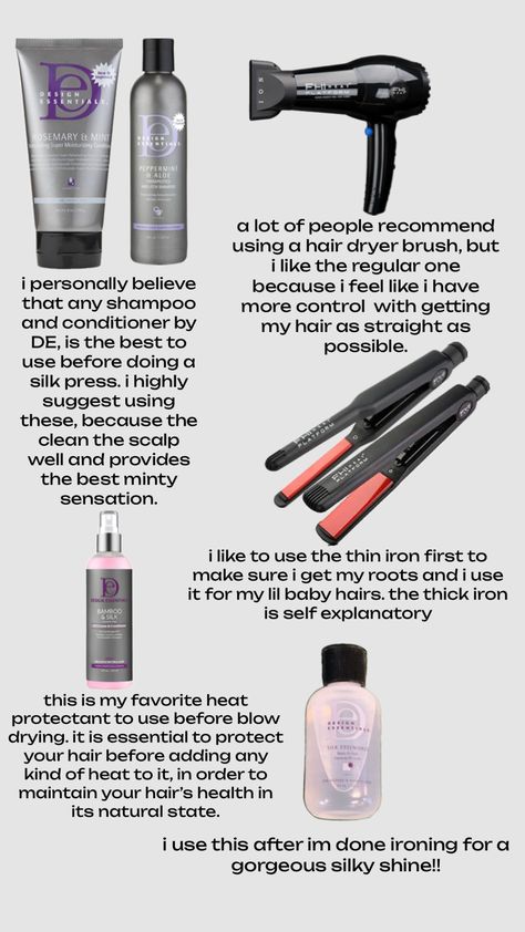 these are the products that i use personally to achieve the best silk press. like, comment, and most importantly SAVE for more recommendations!!! Silk Press Products, Grow Hair Overnight, Silk Press Hair, Low Porosity Hair Products, Edges Hair, Hair Dryer Brush, Silk Press, Grow Hair, Curly Hair Styles Naturally