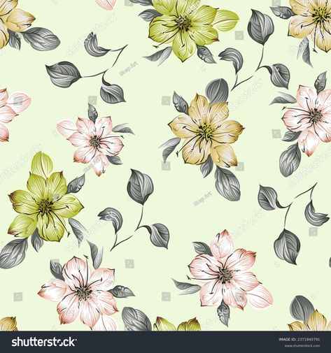 Allover Seamless Design Pattern Printing Textile Stock Illustration 2371840791 | Shutterstock Shutterstock Flower Design, Allover Pattern Design, Flower Allover Pattern, Allover Design Pattern, Digital Saree, Bunch Flower, Kashmiri Work, Flower Allover, Allover Design