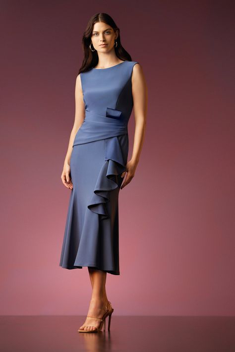 Joseph Ribkoff-231719-3798-Dress-Mineral Blue - The Coach Pyramids Moving Sale, Joseph Ribkoff, Midnight Blue, Editorial, Black Dress, Spandex, Pure Products, Blue