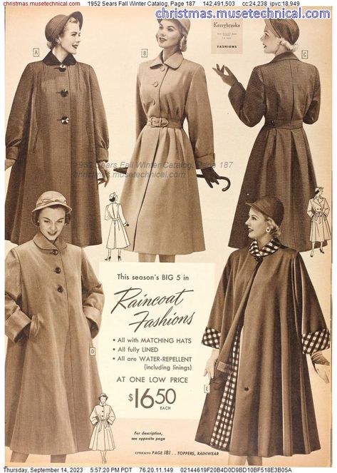 1952 Sears Fall Winter Catalog, Page 187 - Catalogs & Wishbooks 50s Fashion Catalog, 1950s Sears Catalog, 1950 Winter Fashion, 1950s Fashion Catalog, 50s Winter Fashion, 1950s Winter Fashion, Honey Costume, 50s Womens Fashion, 50s Glamour