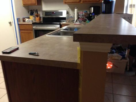 Raised Bar Countertops, How To Lower Kitchen Bar To Counter Height, Lower Bar To Counter Height, Lowering Kitchen Bar To Counter Height, Kitchen Counter Remodel, Kitchen Counter Diy, Kitchen 2025, Bar Countertops, Cabinet Height