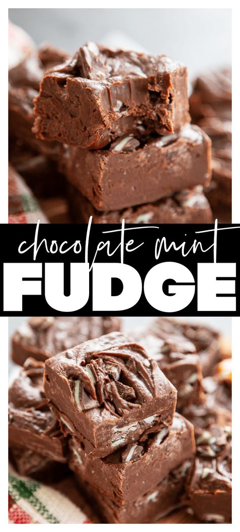 Chocolate Mint Fudge Mint Chocolate Fudge Easy, Fantastic Fudge Recipes, Mint Fudge Baking Chunks Recipes, Mint Fudge Recipes Easy, Easy Mint Fudge, Mint Fudge Recipes, Chocolate Mint Desserts, Andes Mint Fudge Recipe, Andes Mint Fudge