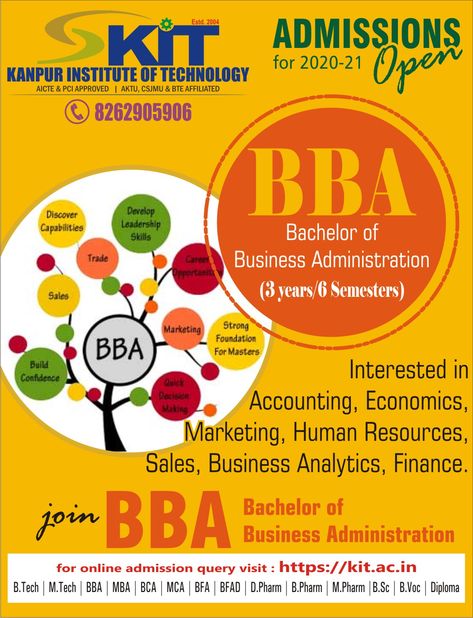 BBA, this course acts as a bridge for pursuing the MBA degree. #BBA #BusinessAdministration #Student #Career #CourseAtKit #KIT #Kanpur Join BBA Admissions Open for Session 2020-21 For more details on courses Call / WhatsApp at 8262905906 Visit us at https://kit.ac.in/ Facebook: kit165 Instagram: kanpurinstituteoftechnology Twitter: KIT_kanpur Mba Degree, Business Administration, A Bridge, Call Whatsapp, Economics, Leadership, Acting, Career, Accounting