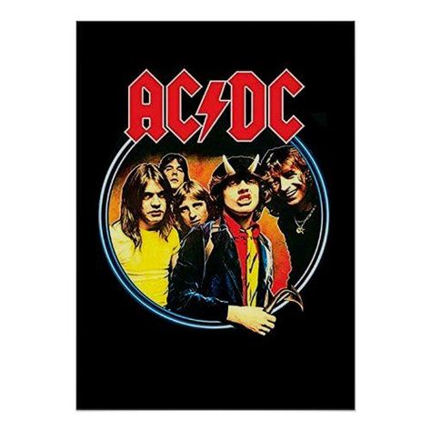 $17.45 | AC/DC #acdc, angus, malcolm, young, classic, rock, heavy, metal Acdc Artwork, Bell Logo, Acdc Angus Young, Highway To Hell, Iconic Album Covers, Rock Legends, Music Design, Guitar Player, Concert Posters