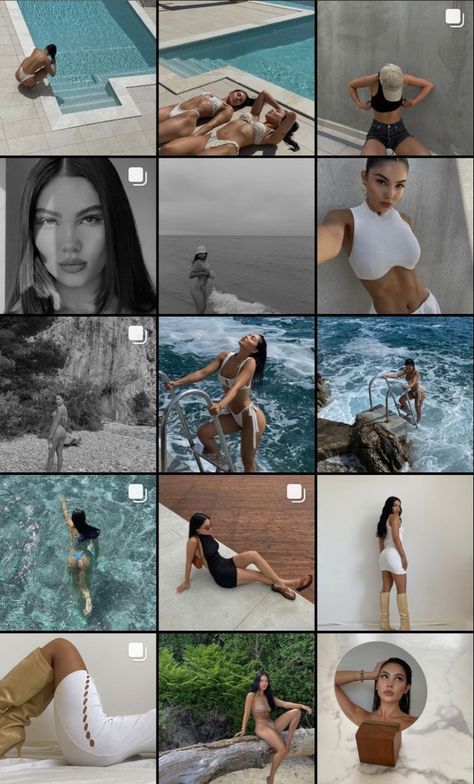 Social Media Feed Aesthetic, Aesthetic Ig Feed Ideas, Model Instagram Feed, Instagram Feed Ideas Aesthetic, Minimal Instagram Feed, Shimmery Dresses, Summer Instagram Feed, Amanda Khamkaew, Summer Feed Instagram