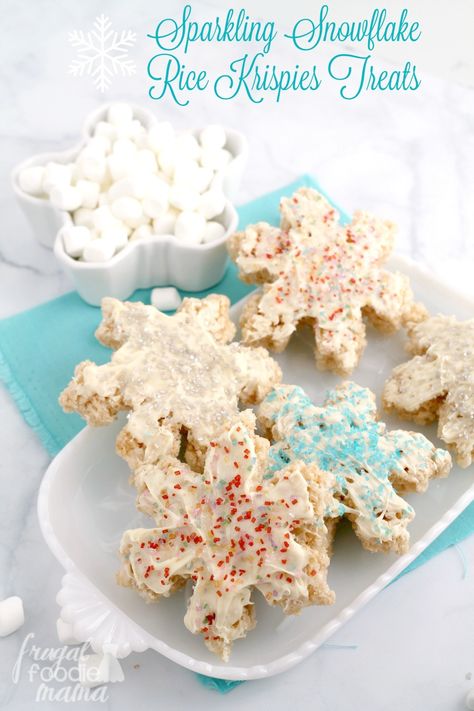 Classic Rice Krispies Treats get a winter wonderland makeover just in time for the holidays with these Sparkling Snowflake Rice Krispies Treats. @ricekrispiesusa #ad Winter Wonderland Treats, Rice Krispie Treats Christmas, Rice Krispies Treats, Krispies Treats, Winter Treats, Chocolate Candy Melts, Rice Crispy Treats, Crispy Treats, Rice Krispie Treats