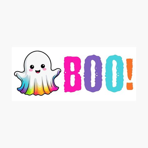 Rainbow Ghost, Cute Rainbow, Halloween Boo, Halloween Design, Photographic Print, Ghost, Rainbow, Halloween, For Sale