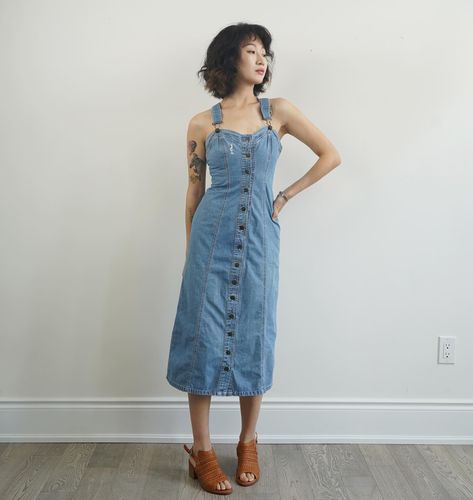 Available for story exchange only: Vintage 90’s iconic corset back denim dress in light wash. Adorable lady embroidery button down adjustable back & straps. Tag: Lady Custer, length: 97 cm / 38”, armpit to armpit: 43 cm / 16.7”. Material: cotton. Size tag on item: 38. Approximate modern size: S/M #ClothesForHearts #90svintage #vintagejeans #corsetdress #torontovintage #sustainablefashion #vintagestyling #vintageclothing Back Strap, Vintage Jeans, Corset Dress, Button Downs, Sustainable Fashion, Denim Dress, Vintage Outfits, Embroidery