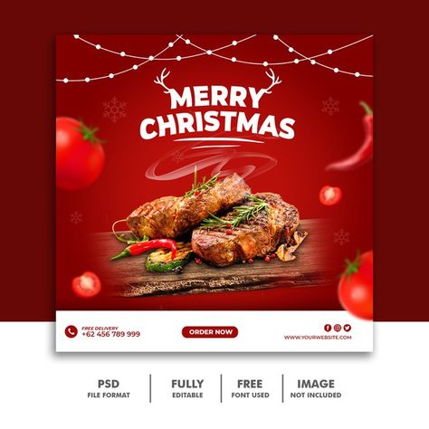 Social Media Christmas Post Design, New Year Social Media Post Design, Christmas Food Poster, Christmas Social Media, Fashion Sale Banner, New Year Post, Food Promotion, Food Post, Christmas Sales