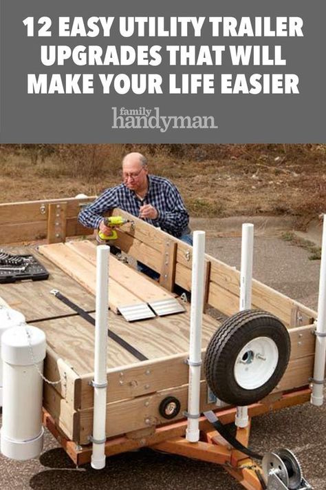 Homemade Utility Trailer, Utility Trailer Rebuild, Camping Gear Trailer Diy, Trailer Ideas Utility, Lawn Care Trailer Setup Diy, Garden Trailer Ideas, Custom Utility Trailer, Trailer Sides Ideas, Utility Trailer Storage Ideas