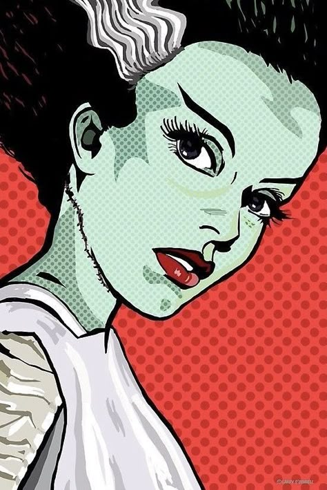 The Bride Of Frankenstein, Frankenstein Art, Painting Girl, Roy Lichtenstein, Universal Monsters, Classic Monsters, Bride Of Frankenstein, Hair Ribbon, Monster Art