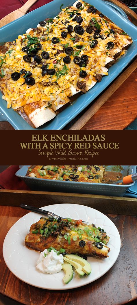 Spicy Red Sauce, Homemade Red Sauce, Elk Recipes, Enchilada Recipe, Game Recipes, Olive Relish, Wild Game Recipes, Venison Recipes, Adobo Sauce