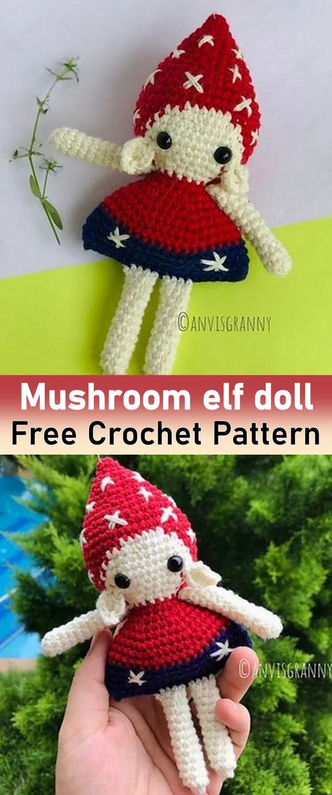 Christmas Mushroom Crochet Crochet Mini Christmas, Mushroom Amigurumi, Christmas Mushroom, Crochet Baby Pants, Mushroom Crochet, Baby Dress Diy, Crochet Organizer, Crochet Diaper Cover, Crochet Buttons