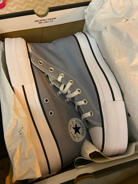 Grey Converse Aesthetic, Grey Platform Converse, Hightop Platform Converse, Grey High Top Converse, Platform High Top Converse, Converse Platforms, Aesthetic Converse, Cute Converse Shoes, All Star Platform