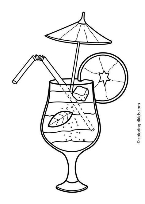 Drink Coloring Pages, Drinks Drawing, Best Summer Cocktails, Easy Summer Cocktails, Tropical Drinks, Food Coloring Pages, Refreshing Summer Cocktails, Summer Coloring Pages, Coloring Page Ideas