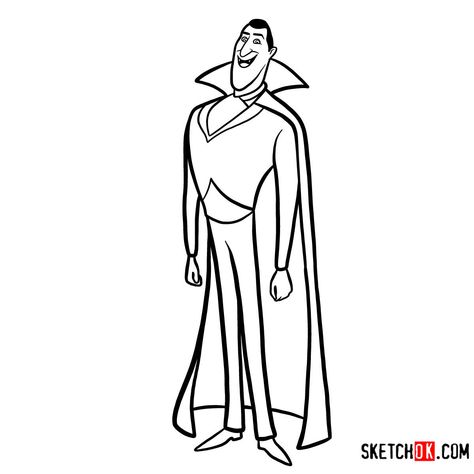 How to draw Dracula | Hotel Transylvania - Step by step drawing tutorials Dracula Hotel Transylvania Drawing, Dracula Drawing Easy, Hotel Transylvania Drawing, Dracula Drawing, Hotel Transylvania Characters, Dracula Cartoon, Super Zings, Dracula Hotel Transylvania, Mavis Hotel Transylvania