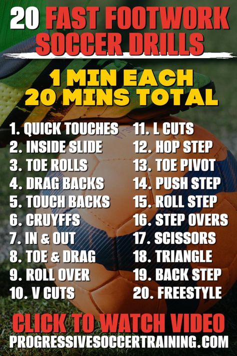 Try these 20 fast footwork soccer drills! https://bit.ly/3WaDRiA Practicing these drills will help you become a better dribbler, beat more defenders, and make game-winning plays when it matters most - https://bit.ly/3WaDRiA Defender Drills Soccer, 10u Soccer Drills, Soccer Training Drills For Kids, U13 Soccer Drills, Soccer Drills For Defenders, Soccer Skills For Kids, Soccer Drills For Beginners, Kid Workouts, Soccer Footwork