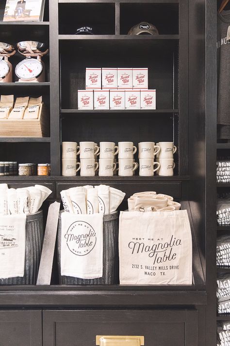 Visiting Magnolia In Waco, TX with Dayna from Dayna Studios • Beijos Events Bakery Merchandise Ideas, Apothecary Bar, Silos Bakery, Campfire Cupcakes, Old General Stores, Merchandise Ideas, Brand Inspiration Board, Chip And Jo, Magnolia Farms