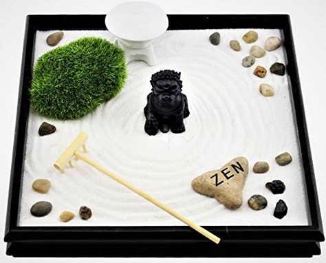 Feng Shui 9.5" x 9.5" Tabletop Fu Dog Zen Lion Garden Sand Rock Rack Incense Burner Gift & Home Decor (KT00033)~ We Pay Your Sales Tax Zen Garden Tabletop, Zen Garden Mini, Zen Garden Sand, Sand Rock, Miniature Zen Garden, Fu Dog, Zen Room, Healthy Gift, Sand Bag