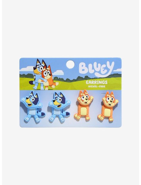 Bluey Bingo & Bluey Front/Back Earring Set | Hot Topic Bluey Merch, Bluey Pics, Cursed Items, Bingo Bluey, Bluey Stuff, Bluey Halloween, Girly Christmas Gifts, Galaxy Slime, Cartoon Dogs