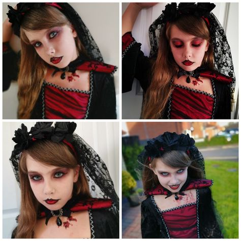 Vampire Bride Makeup Kids, Vampire Makeup Girls Kids, Vampire Face Paint Woman, Vampire Makeup Ideas For Kids, Kids Dracula Makeup, Vampire Make Up For Kids, Toddler Vampire Makeup, Kids Vampire Makeup Girl Easy, Simple Vampire Makeup For Kids