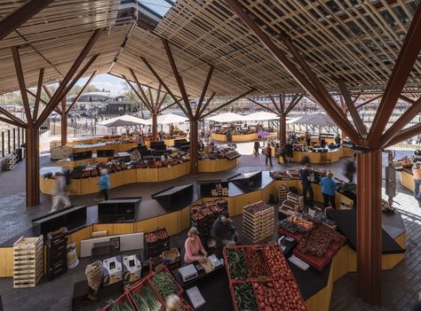 Open Air Market, Central Building, Timber Roof, Traditional Market, Public Market, Outdoor Market, Architecture Plan, Landscape Architect, Architecture Project