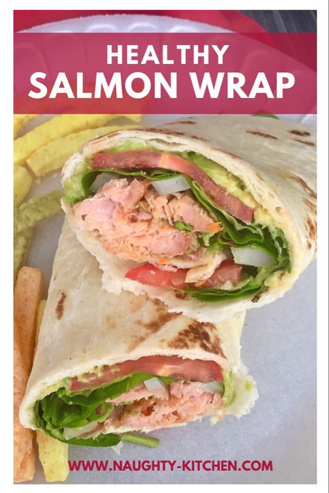 Baked salmon with fresh veggies are stuffed in a flour tortilla to make this a healthy salmon wrap. Salmon Wrap Recipes Tortillas, Salmon Wrap Recipes, Salmon Wraps, Salmon Wrap, Spring Mix Salad, Keto Salmon, Frozen Salmon, Wrap Recipe, Delicious Seafood Recipes