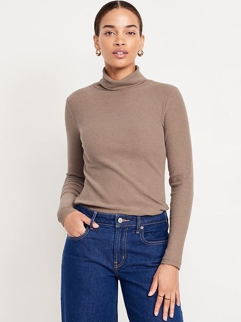 Plush Turtleneck | Old Navy Small Turtle Neck Shirt, Turtle Neck Under Sweatshirt Outfit, Casual Office Clothes, December Colors, Brown Turtleneck Outfit, Turtle Neck Women, Fall Turtleneck, Women's Business Casual, Turtle Neck Shirt