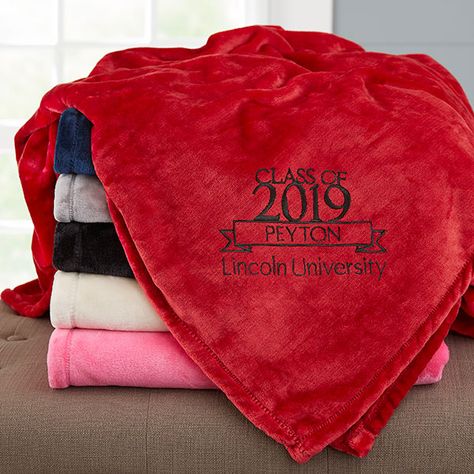 Graduation Personalized 60x80 Red Fleece Blanket Embroidered Fleece Blanket, Monogram Blanket, Personalization Mall, Custom Blankets, Buy Stamps, Vinyl Monogram, Blanket Ideas, Camping Beach, Thread Colors