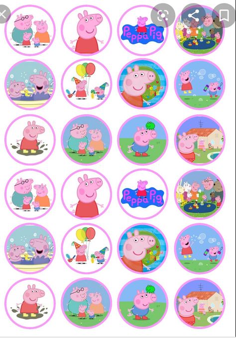 Peppa Pig Topper, Peppa Pig Cupcake, Peppa Pig Cupcake Topper, Peppa Pig Images, Peppa Pig Printables, Peppa Pig Happy Birthday, Pig Birthday Decorations, Peppa Pig Stickers, Peppa Pig Imagenes