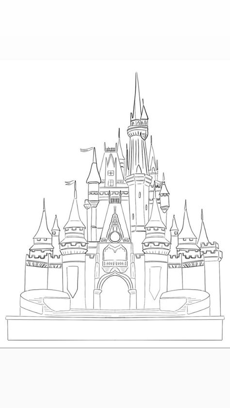 Disney World Castle Drawing, Disney Castle Sketch, Cinderella Castle Drawing, Disney Castle Outline, Château Disney, Castle Outline, Disney Castle Drawing, Castle Sketch, Chateau Disney