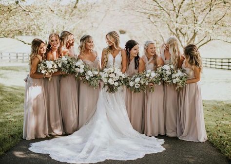 BIRDY GREY 🐥 on Instagram: “Shift into neutral in forever chic Taupe 🌾 • 👰🏼‍♀️: @brittt_riley #birdyinthewild #BIRDYGREY” Taupe Bridesmaid, Taupe Wedding, Taupe Bridesmaid Dresses, Blush Pink Bridesmaids, Blush Pink Bridesmaid Dresses, Blush Bridesmaids, Birdy Grey, Blush Bridesmaid Dresses, Pink Bridesmaid Dresses