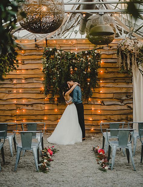 Winter garden inspired ceremony site with a greenery backdrop Winter Garden Wedding, Glen Mills Pa, Rustic Wedding Showers, Rustic Wedding Backdrops, Garden Backdrops, Garden Wedding Inspiration, Wedding Winter, Floral Print Fabric, Ceremony Backdrop