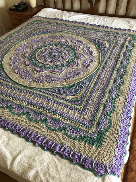 Advanced Crochet Blanket, Crochet Thread Blanket, Crochet Square Afghan Patterns Free, Intricate Crochet Blanket Patterns, Blooming Joy Crochet Blanket, Intricate Crochet Blanket, Lotus Flower Crochet Blanket Pattern, Secret Garden Crochet Blanket, Flower Garden Crochet Blanket