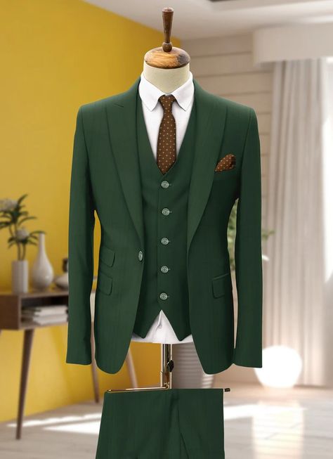 Men Suits Suits for Men Dark Green Three Piece Wedding Suit - Etsy India Dark Green Three Piece Suit Men, Luxury Green Three-piece Suit For Men, Elegant Green Three-piece Suit For Groom, Fitted Green Three-piece Suit, Tailored Elegant Green Three-piece Suit, Green Suit Men, Suit Prom, Green Wedding Suit, Suit Man