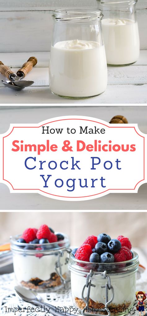 How to Make Simple & Delicious Crock Pot Yogurt. Only 2 ingredients! this hasn't been working lately...3/21/19 Crock Pot Yogurt, Cheese Sauces, Homemade Yogurt Recipes, Diy Yogurt, Homemade Greek Yogurt, Greek Yogurt Recipes, Healthy Casseroles, Slow Cooked Meals, Homemade Yogurt