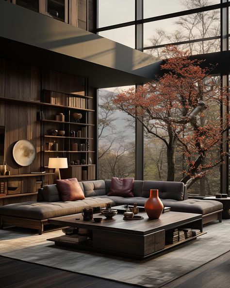 Loving this modern Japanese home interior design concept🤍 We design spaces for clients worldwide, find out more on our website, link in bio! #interior #interiordesign Japanese Luxury Interior, Japanese House Interior Design, Chinese Interior Design Modern, Dark Japandi, Japanese Home Interior, Modern Chinese Interior, Interior Design Japanese, Modern Japanese Homes, Chinese Interior Design