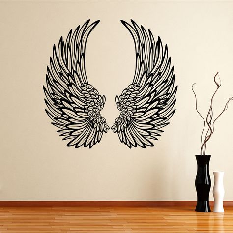 Wing Mural, Angel Wings Wall Art, Angel Wall Art, Angel Wings Wall, Wing Wall, Diy Wall Painting, Silhouette Wall Art, Wall Painting Decor, Wings Art