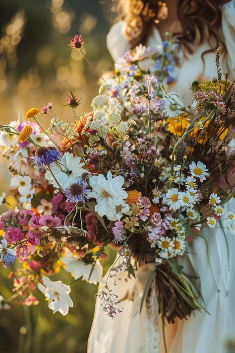 Wildflower Rustic Wedding Theme, Boho Wedding Colorful, Wildflower Wedding Arrangements, Autumn Wildflower Wedding, Fall Wildflower Wedding Bouquet, Wedding Bouquets Wildflowers, Autumn Bouquet Wedding, Wedding Wildflower Bouquet, Fall Wildflower Bouquet