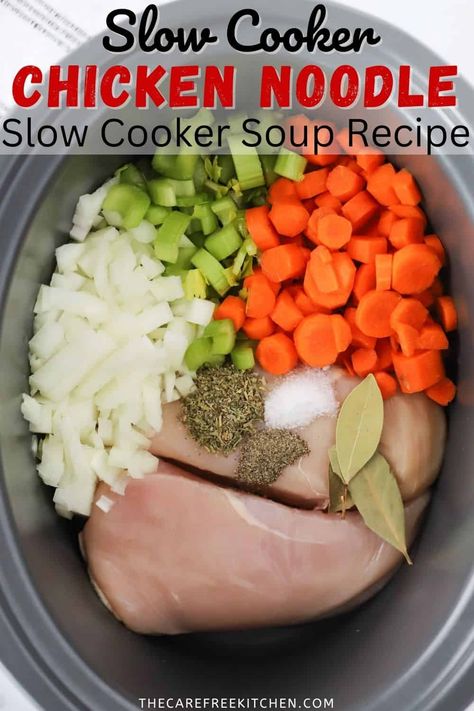 Homemade Chicken Noodle Soup Crockpot, Slow Cooker Chicken Noodle Soup Recipes, Crockpot Chicken Noodle Soup Recipes, Chicken Soup Recipes Crockpot, Chicken Noodle Soup Healthy, Crockpot Chicken Noodle Soup, Slow Cooker Chicken Noodle, Best Crockpot Chicken, Slow Cooker Chicken Noodle Soup