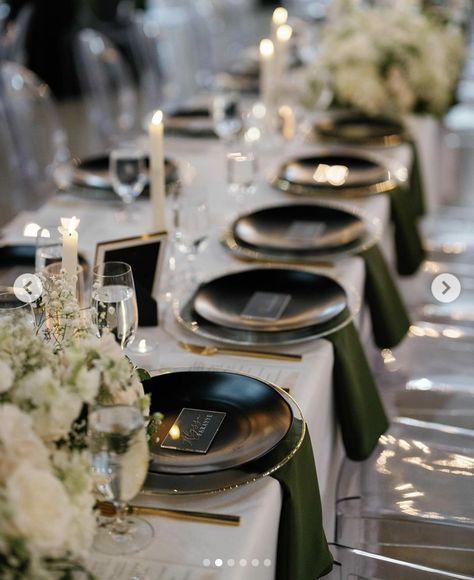 Black White Green Gold Color Scheme, Black Gold Emerald Wedding, Black Emerald Gold Wedding, Eloping Wedding, Emerald Green Quinceanera Theme, Green Quinceanera Theme, Green Quinceanera, Earthy Wedding, Beautiful Wedding Decorations