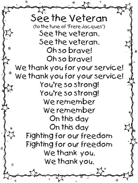 Veterans Day Unit- Thank You Veterans! | First Grade Wow | Bloglovin’ Veterans Day Songs, Veterans Day Poem, Veterans Day Coloring Page, November Classroom, Veterans Day Quotes, Veterans Day Thank You, Veterans Day Activities, Kindergarten Social Studies, Preschool Songs