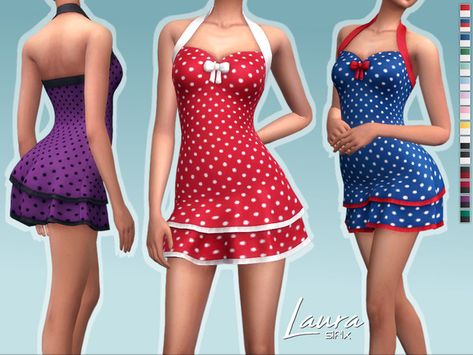 Sims 4 Decades Challenge, Sims 4 Cc Eyes, Laura Dresses, Sims 4 Cas Mods, 50th Clothes, 50s Outfits, Sims 4 Anime, 1950s Outfits, Sims 4 Dresses