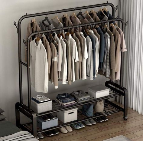 Bedroom Clothing Rack, Racks For Clothes, Clothes Rack Bedroom, Clothing Rack Bedroom, Functional Bedroom, Storage Clothes, Cheap House, Craft Furniture, Entrance Furniture