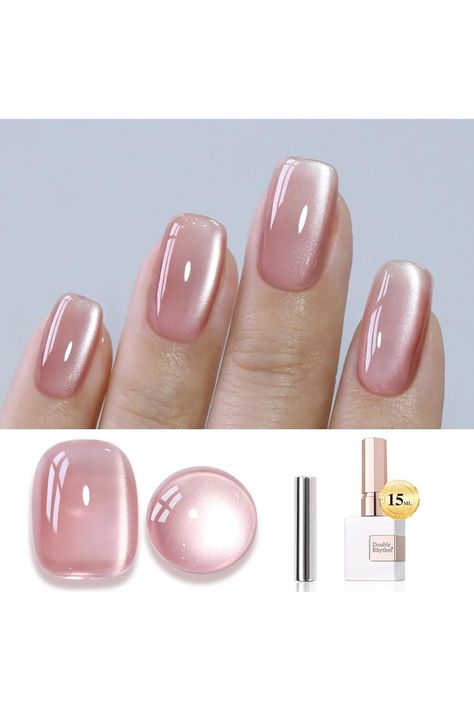 Double Rhythm Jelly Glass Cat Eye Gel Polish with Magnet 15ML Holographic Glitter Shimmer Translucent Sheer Color Magnetic Nail Polish Salon DIY at Home (Jelly Pink Orange-MC1102) Sheer Nails, Magnetic Nail Polish, Cat Eye Gel Polish, Nails Classy, Glass Cat, Magnetic Nails, Cat Eye Gel, Glass Nails, Cat Nails