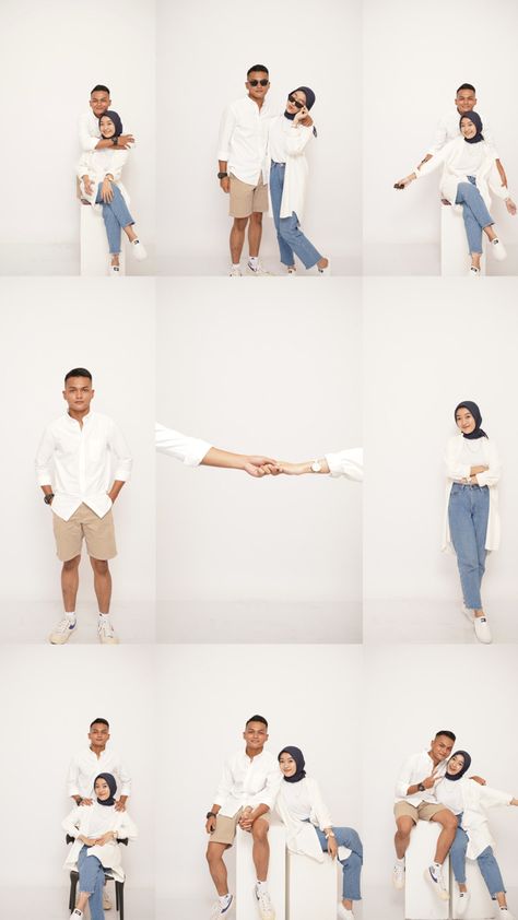 Self Studio Poses Couple, Self Portrait Poses For Couples, Self Shoot Studio Poses Couple Cute, Couple Self Studio, Couple Self Portrait Ideas, Self Portrait Poses Couple, Inspirasi Foto Couple, Gaya Photobox Couple, Self Photoshoot Couple