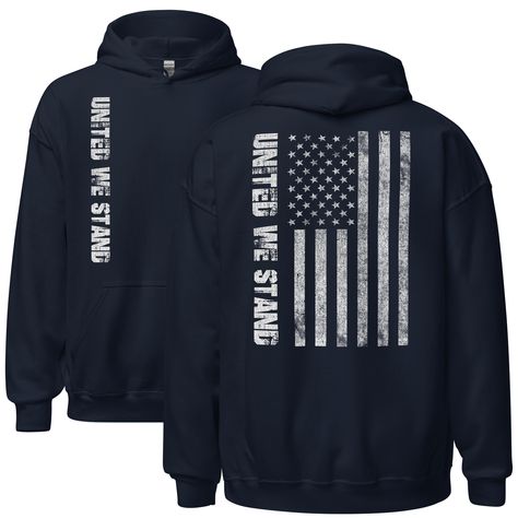 United We Stand American Flag Hoodie From Aggressive Thread Usa Hoodie, Country Hoodies Men, Us Navy Hoodie, American Flag Sweatshirt, American Flag Hoodie, Military Hoodie, Diesel T Shirts, United We Stand, Patriotic Outfit