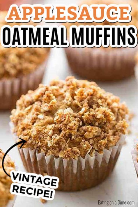 Applesauce Muffins Healthy, Applesauce Oatmeal Muffins, Oatmeal Applesauce Muffins, Applesauce Muffin Recipe, Apple Recipes Easy Healthy, Applesauce Oatmeal, Easy Applesauce, Apple Muffin, Applesauce Muffins